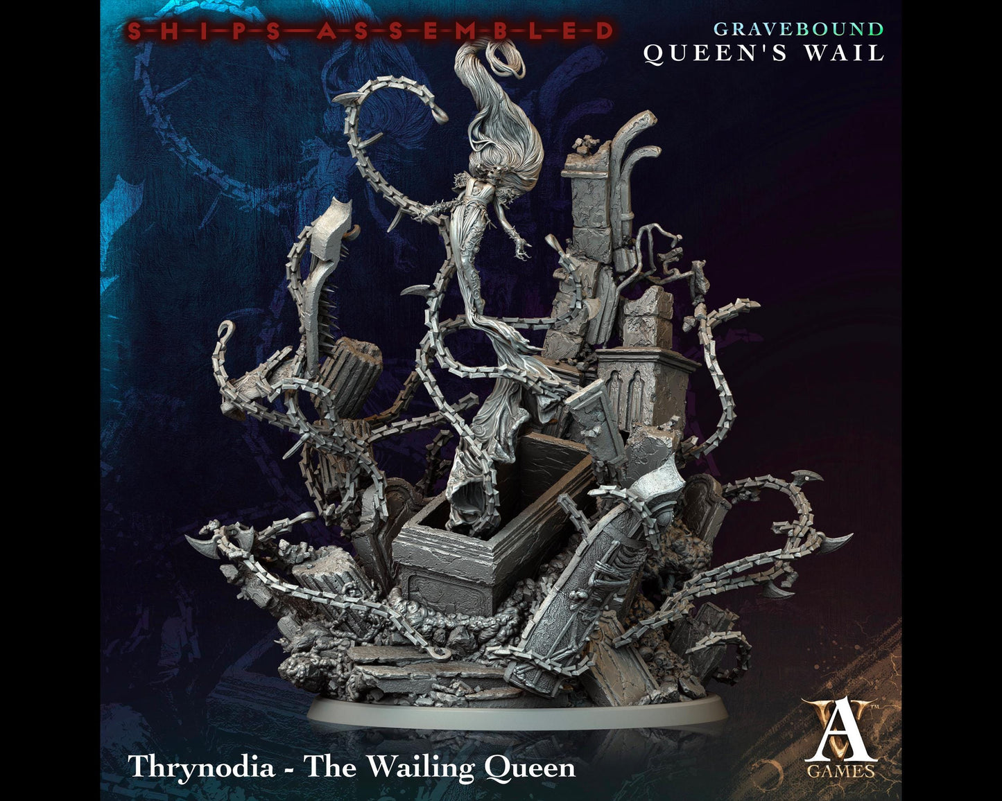 Thrynodia, The Wailing Queen - Gravebound: Queen's Wail - Highly Detailed Resin 8k 3D Printed Miniature