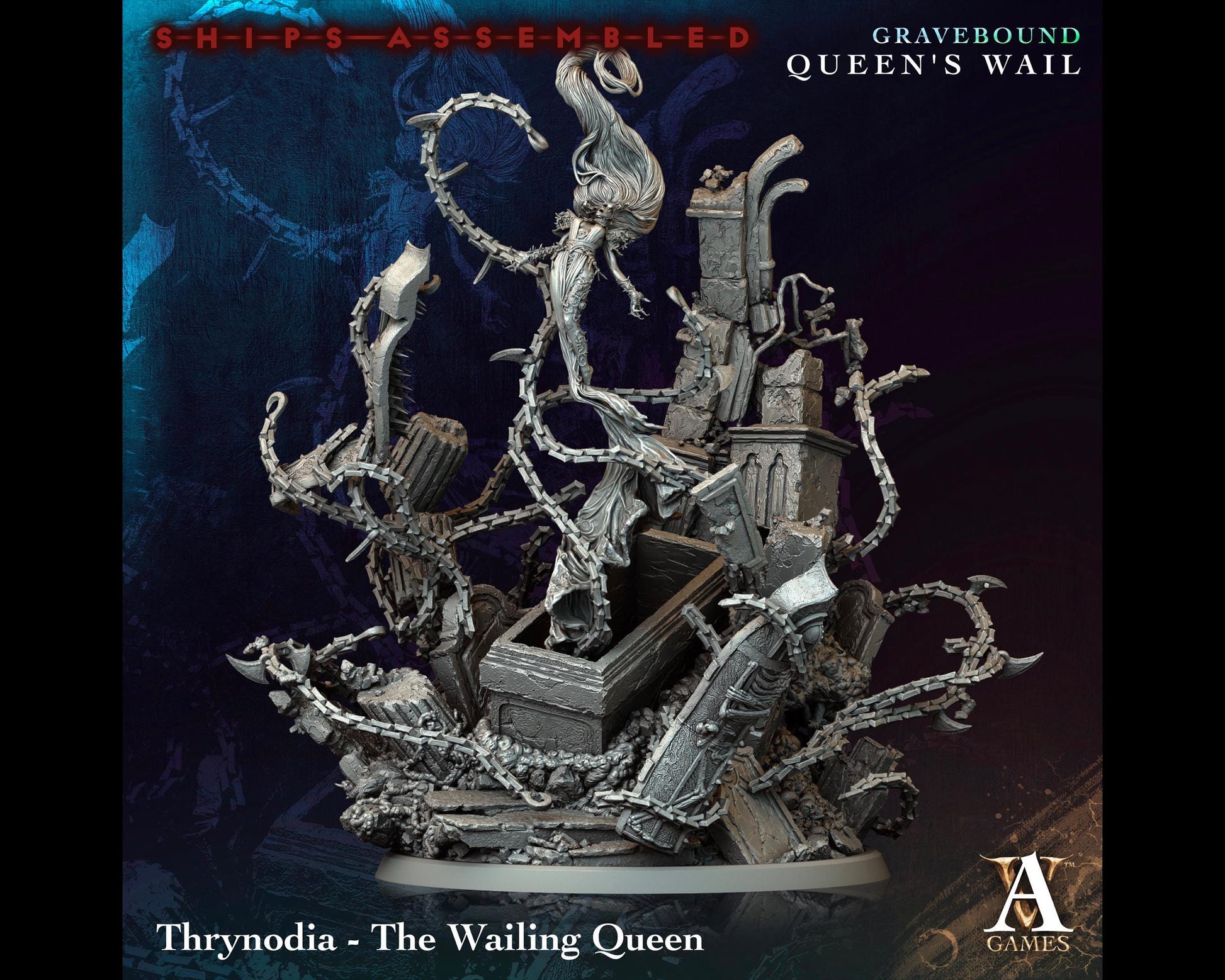 Thrynodia, The Wailing Queen - Gravebound: Queen's Wail - Highly Detailed Resin 8k 3D Printed Miniature