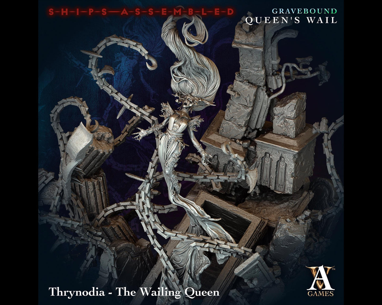 Thrynodia, The Wailing Queen - Gravebound: Queen's Wail - Highly Detailed Resin 8k 3D Printed Miniature
