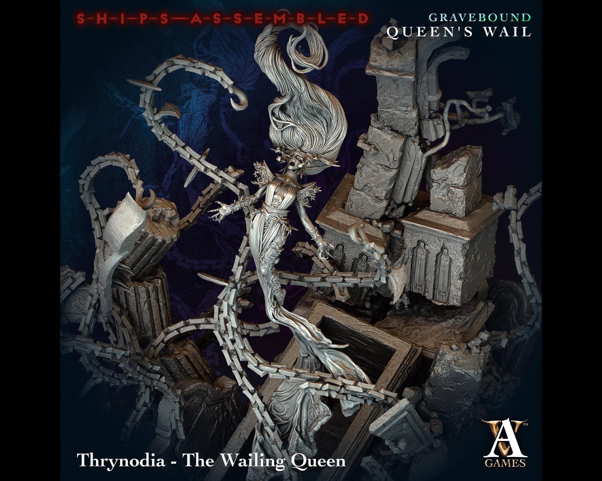 Thrynodia, The Wailing Queen - Gravebound: Queen's Wail - Highly Detailed Resin 8k 3D Printed Miniature