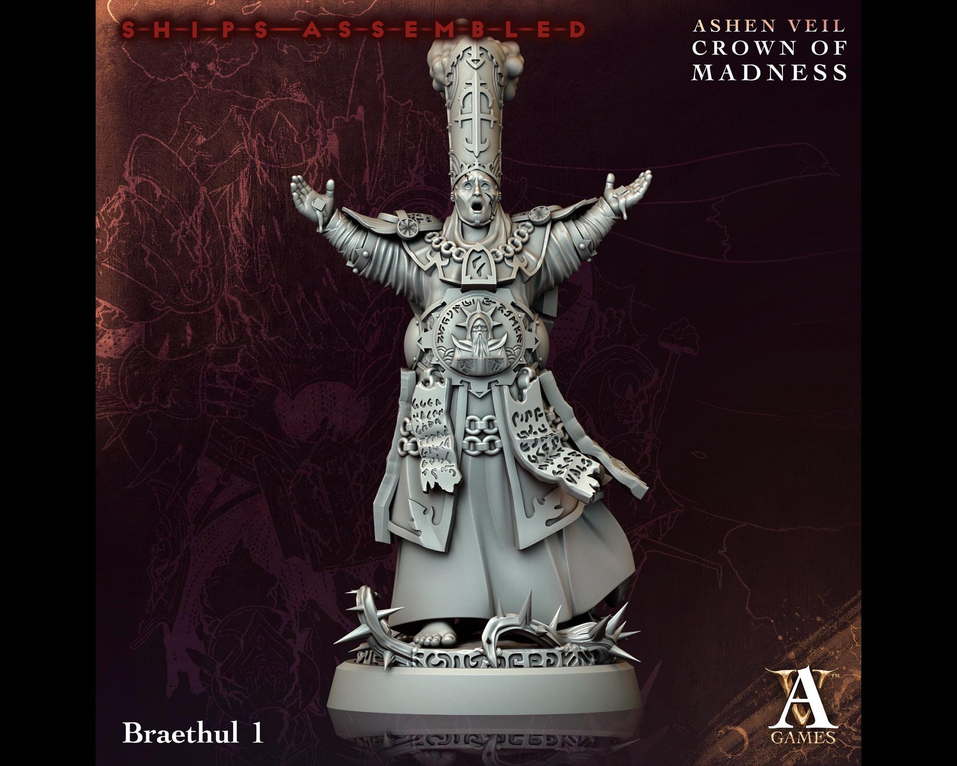 Braethul 1 - Crown of Madness - Highly Detailed Resin 8k 3D Printed Miniature