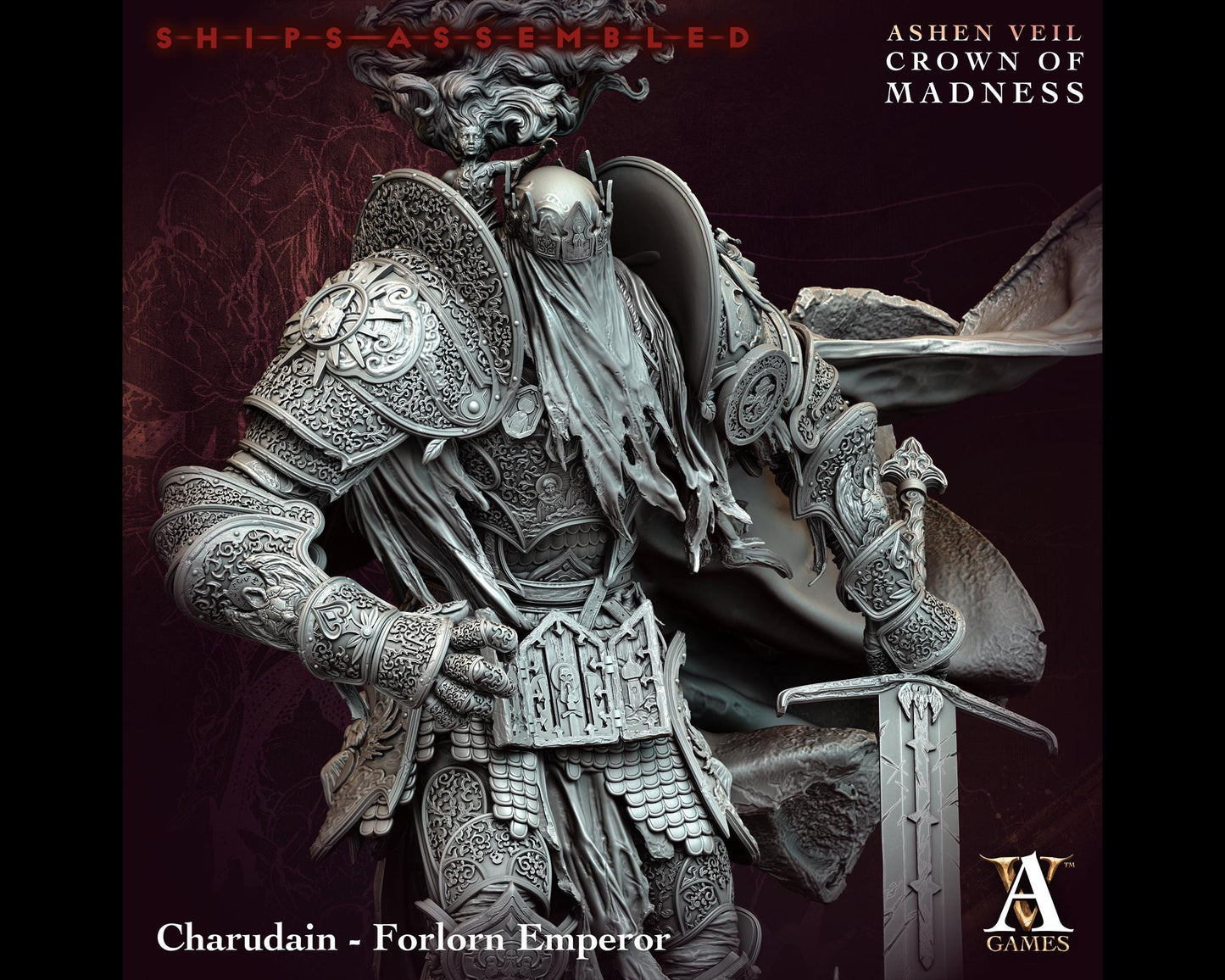 Charudain, Forlorn Emperor - Crown of Madness - Highly Detailed Resin 8k 3D Printed Miniature