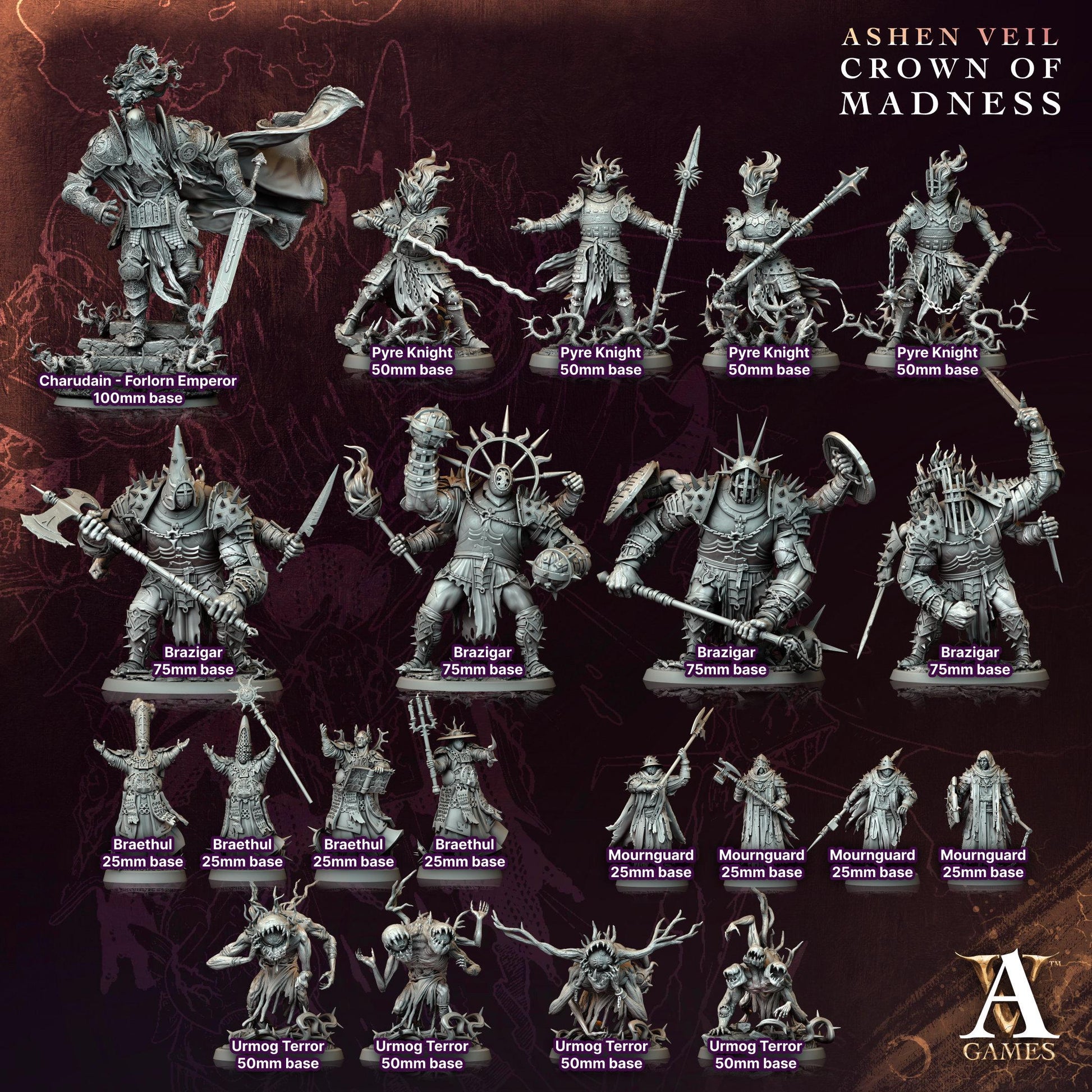 Pyre Knight 3 - Crown of Madness - Highly Detailed Resin 8k 3D Printed Miniature