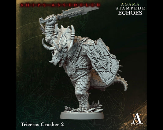 Triceras Crusher 2 - Stampede Echoes - Highly Detailed Resin 8k 3D Printed Miniature