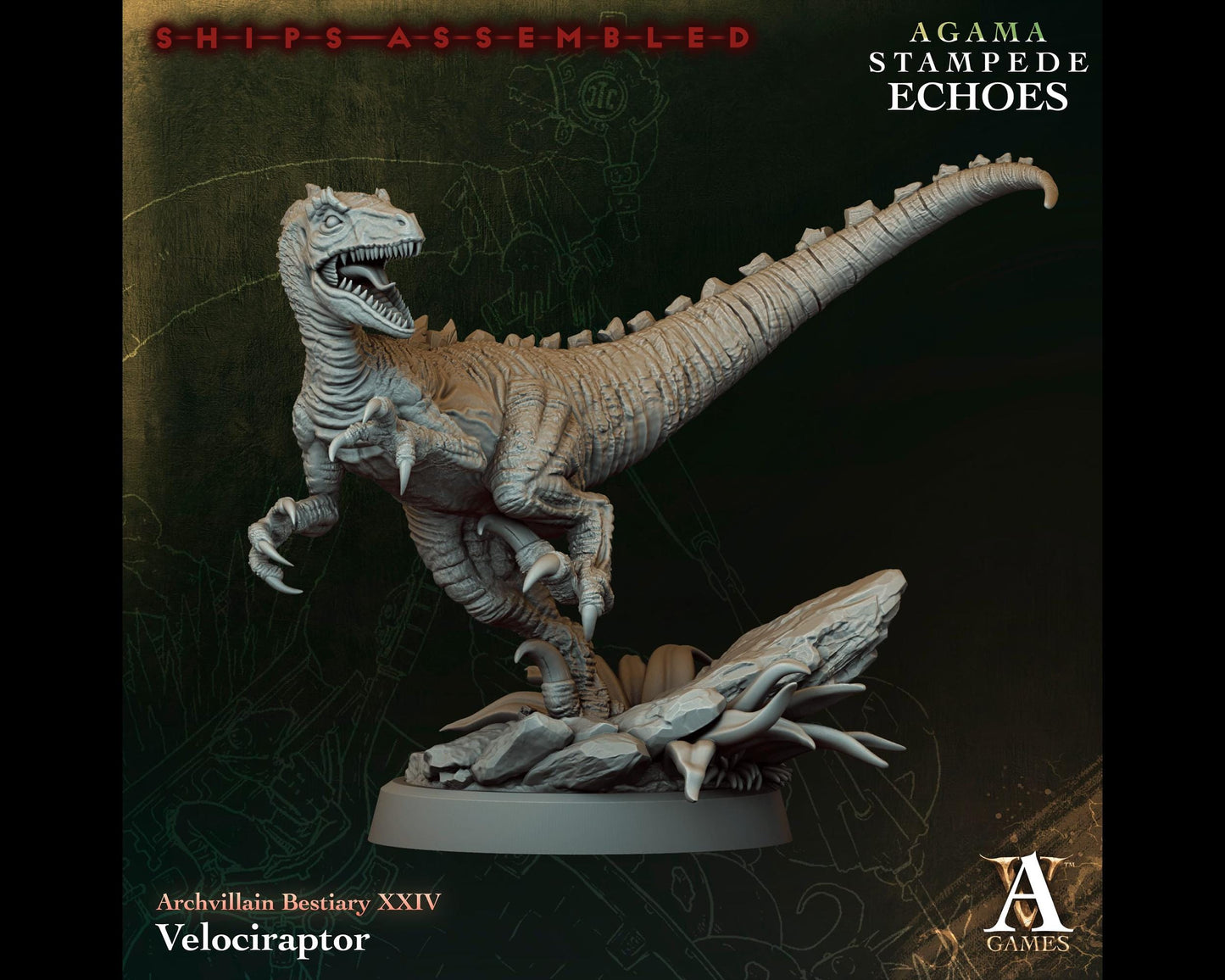 Velociraptor - Stampede Echoes - Highly Detailed Resin 8k 3D Printed Miniature