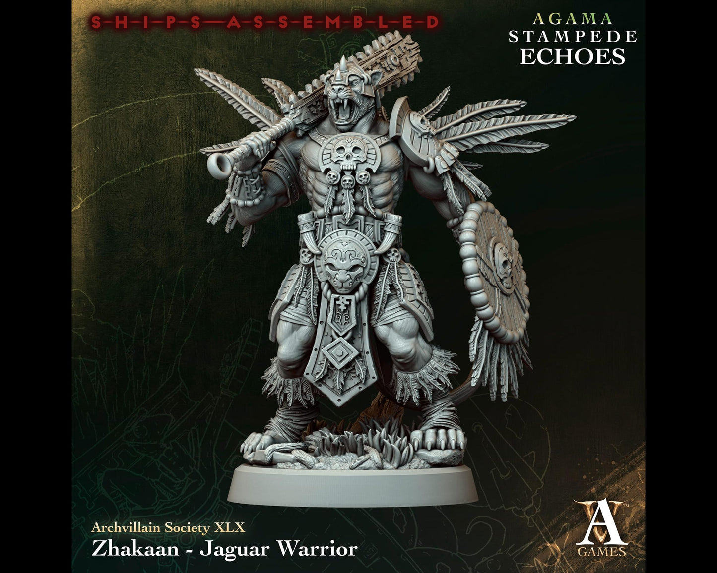 Zhakaan, Jaguar Warrior - Leonin/Tabaxi Barbarian/Fighter - Stampede Echoes - Highly Detailed Resin 8k 3D Printed Miniature