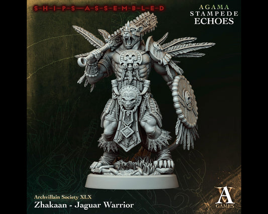 Zhakaan, Jaguar Warrior - Leonin/Tabaxi Barbarian/Fighter - Stampede Echoes - Highly Detailed Resin 8k 3D Printed Miniature