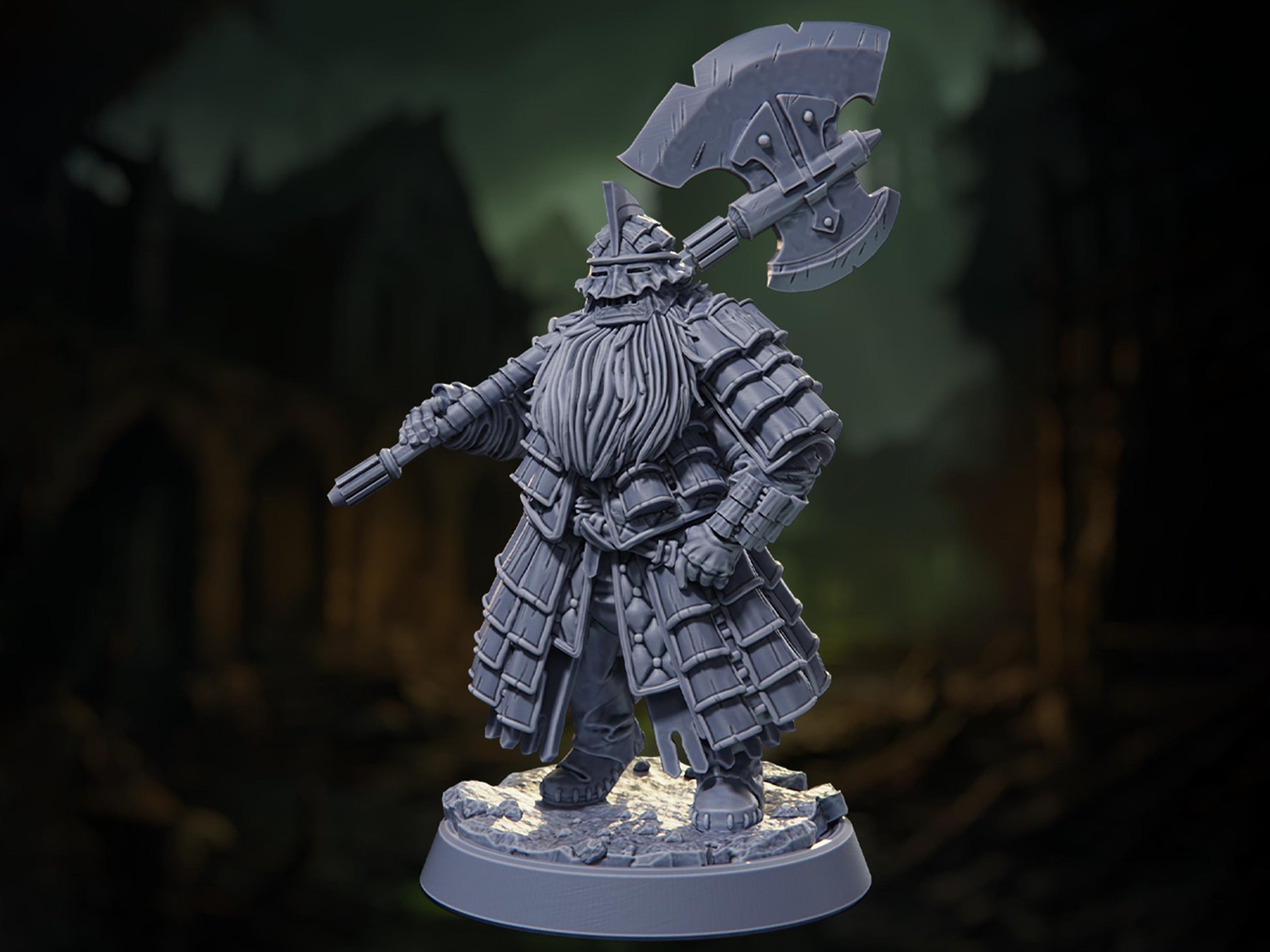 Drekvar, The Bold - Dwarf Fighter - Death by Plague - Highly Detailed Resin 8k 3D Printed Miniature