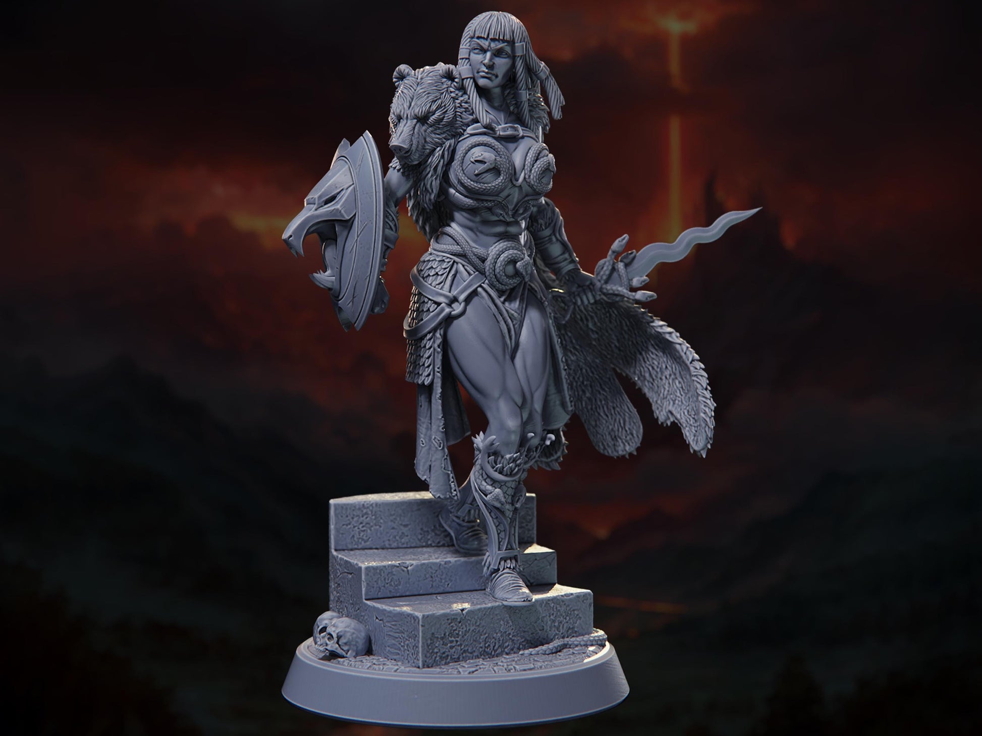 Ragna Doomhowl - Goliath Fighter/Barbarian - The Conflagration - Highly Detailed Resin 8k 3D Printed Miniature