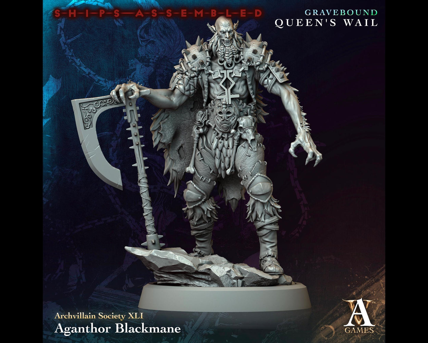 Aganthor Blackmane - Gravebound: Queen's Wail - Highly Detailed Resin 8k 3D Printed Miniature