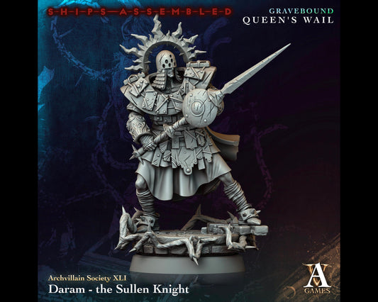 Daram, Τhe Sullen Knight - Gravebound: Queen's Wail - Highly Detailed Resin 8k 3D Printed Miniature