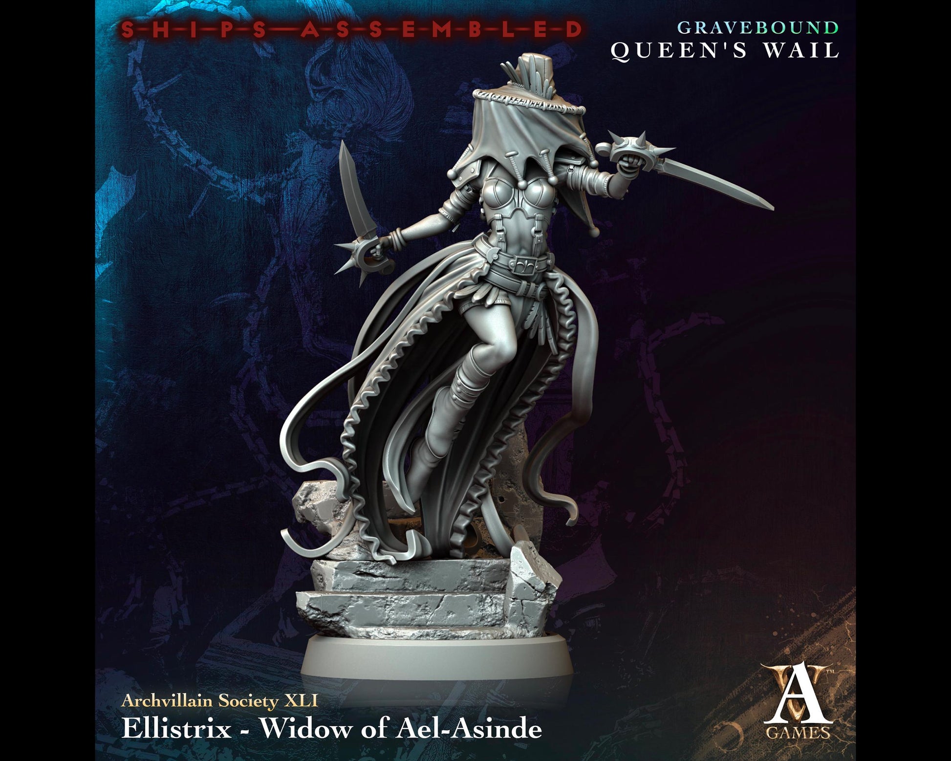 Ellistrix, Widow of Ael-Asinde - Gravebound: Queen's Wail - Highly Detailed Resin 8k 3D Printed Miniature