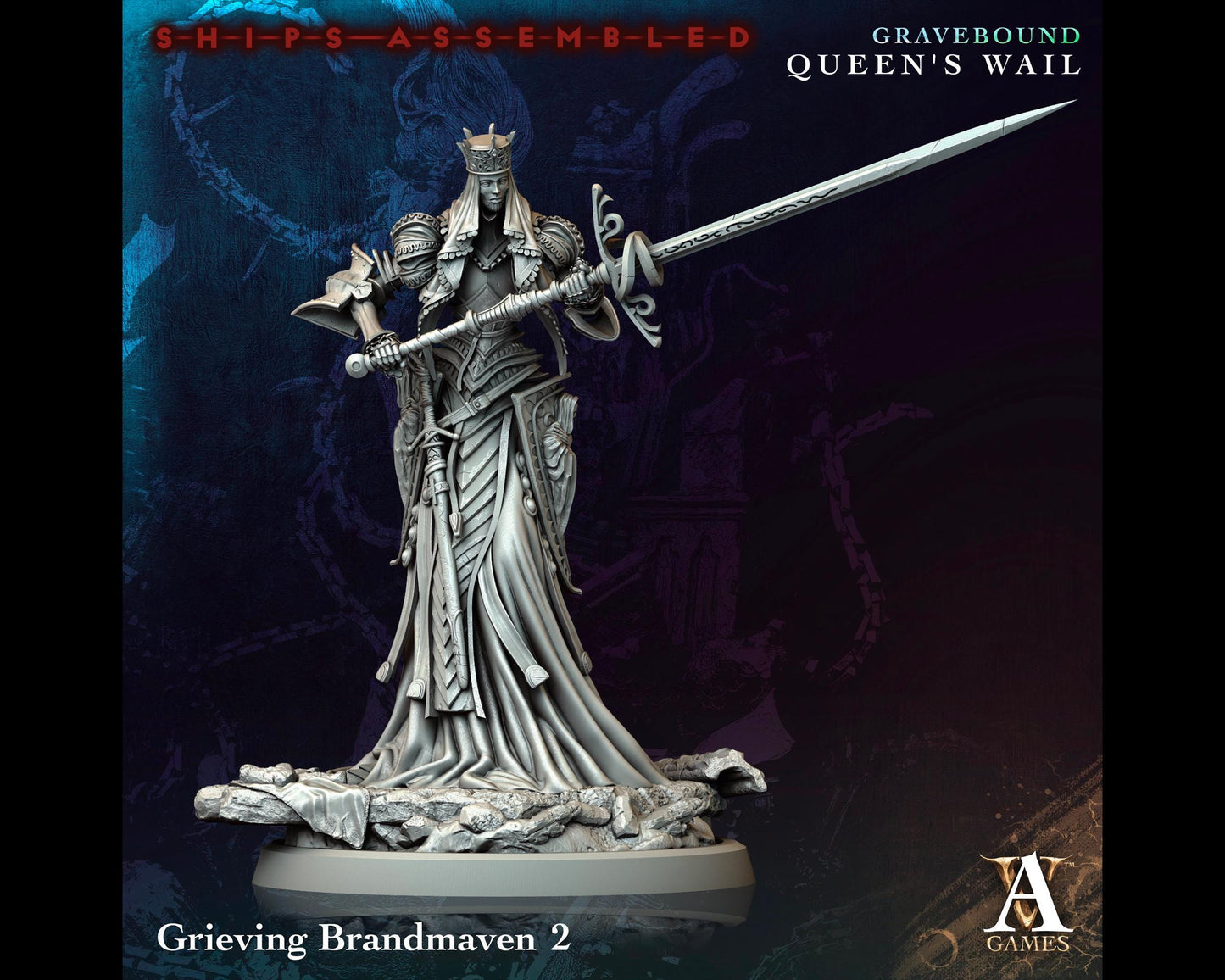 Grieving Brandmaven 2 - Gravebound: Queen's Wail - Highly Detailed Resin 8k 3D Printed Miniature