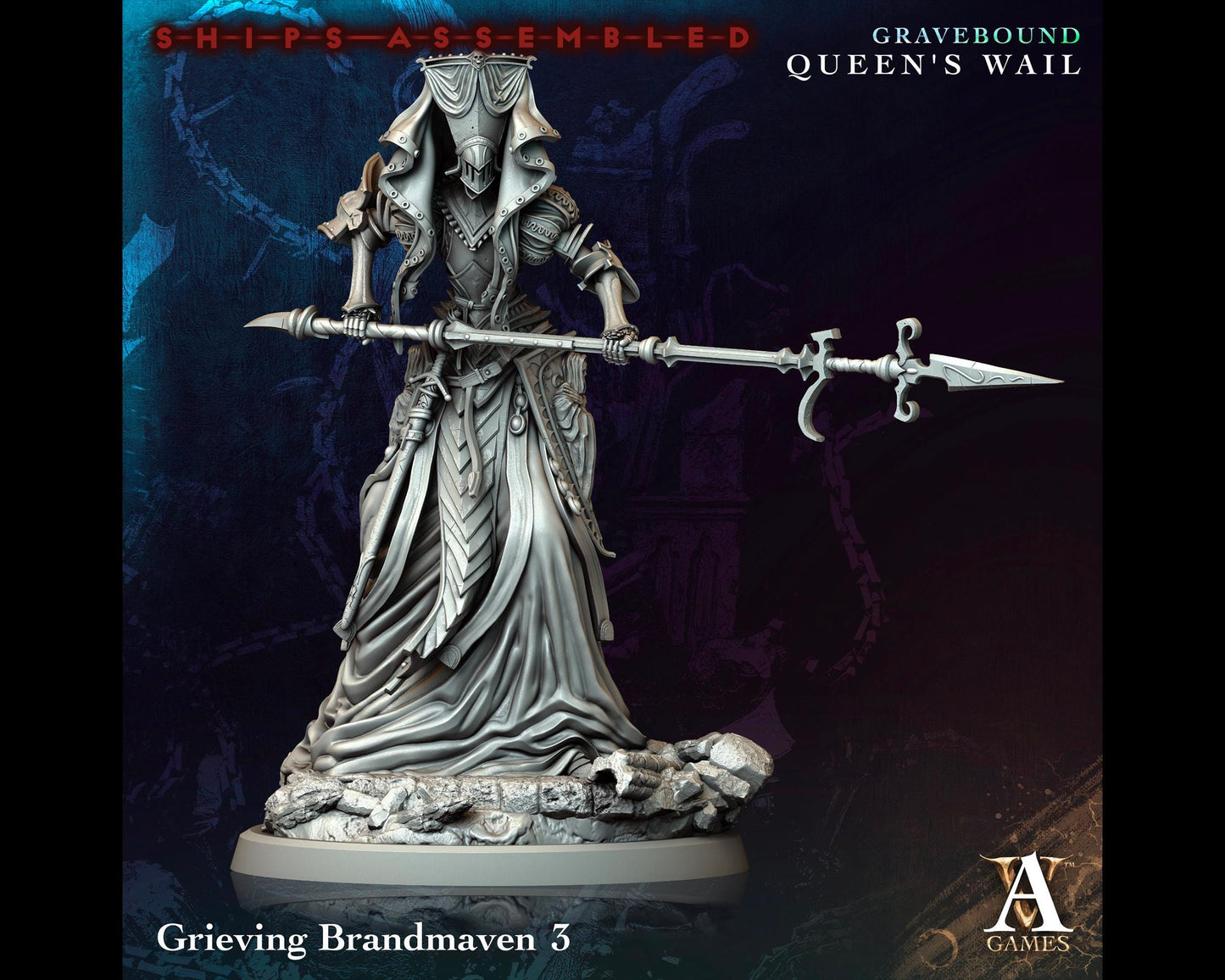 Grieving Brandmaven 3 - Gravebound: Queen's Wail - Highly Detailed Resin 8k 3D Printed Miniature