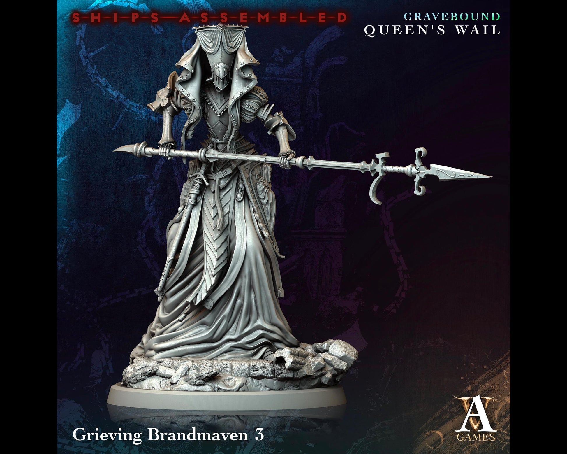 Grieving Brandmaven 3 - Gravebound: Queen's Wail - Highly Detailed Resin 8k 3D Printed Miniature