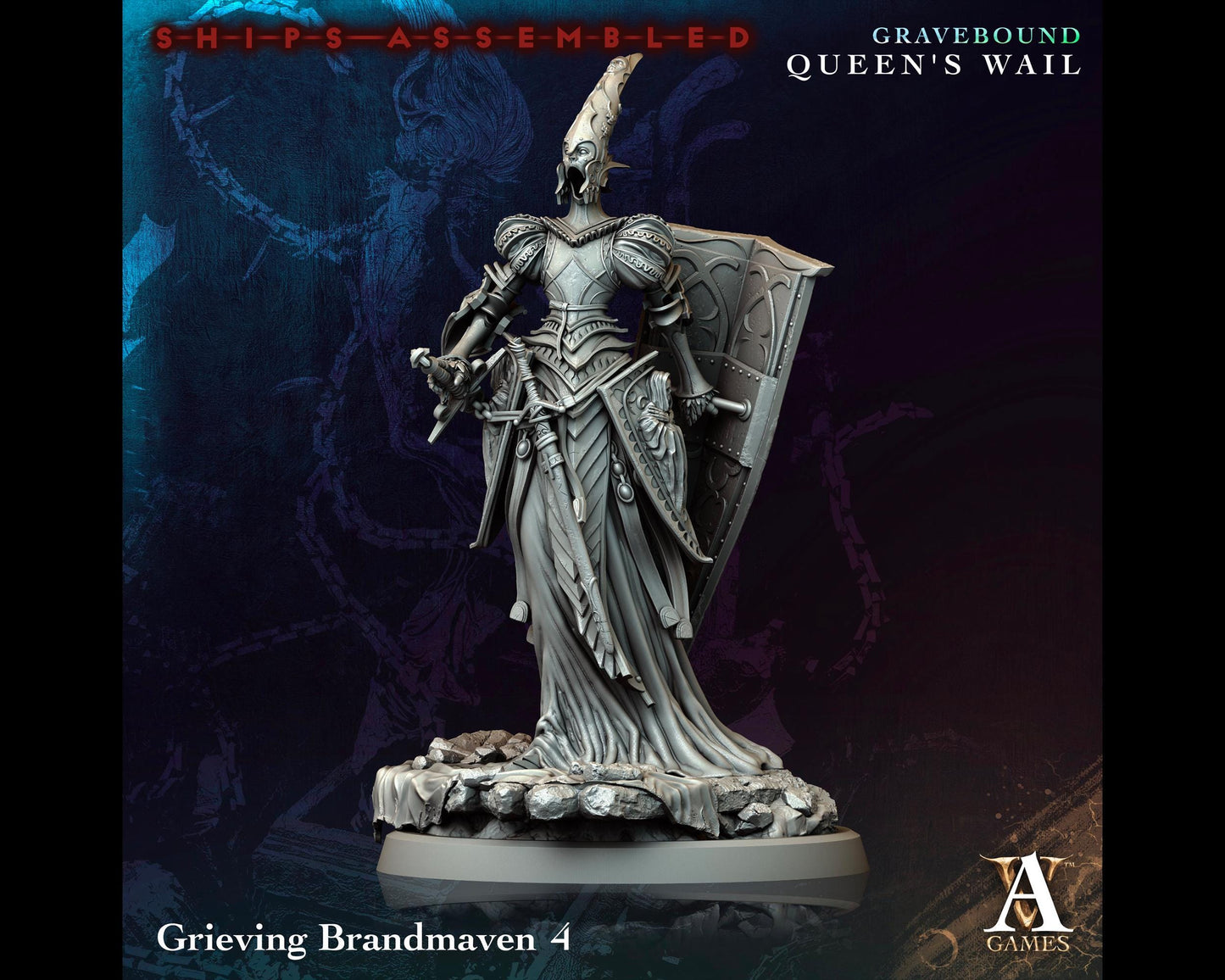 Grieving Brandmaven 4 - Gravebound: Queen's Wail - Highly Detailed Resin 8k 3D Printed Miniature