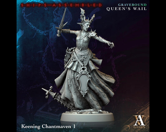 Keening Chantmaven 1 - Gravebound: Queen's Wail - Highly Detailed Resin 8k 3D Printed Miniature