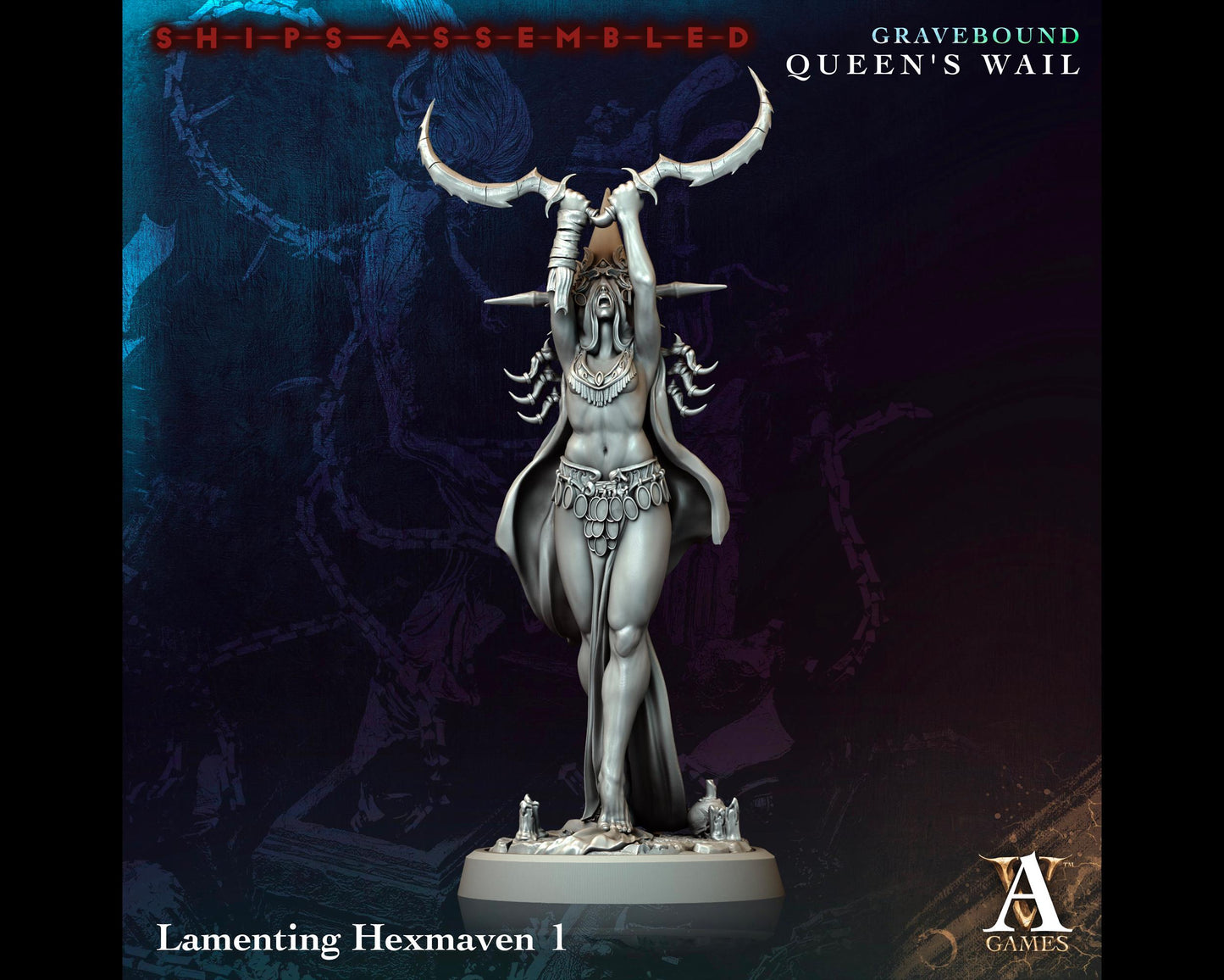 Lamenting Hexmaven 1 - Gravebound: Queen's Wail - Highly Detailed Resin 8k 3D Printed Miniature