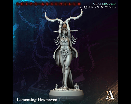 Lamenting Hexmaven 1 - Gravebound: Queen's Wail - Highly Detailed Resin 8k 3D Printed Miniature