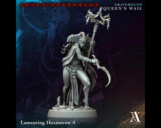 Lamenting Hexmaven 4 - Gravebound: Queen's Wail - Highly Detailed Resin 8k 3D Printed Miniature