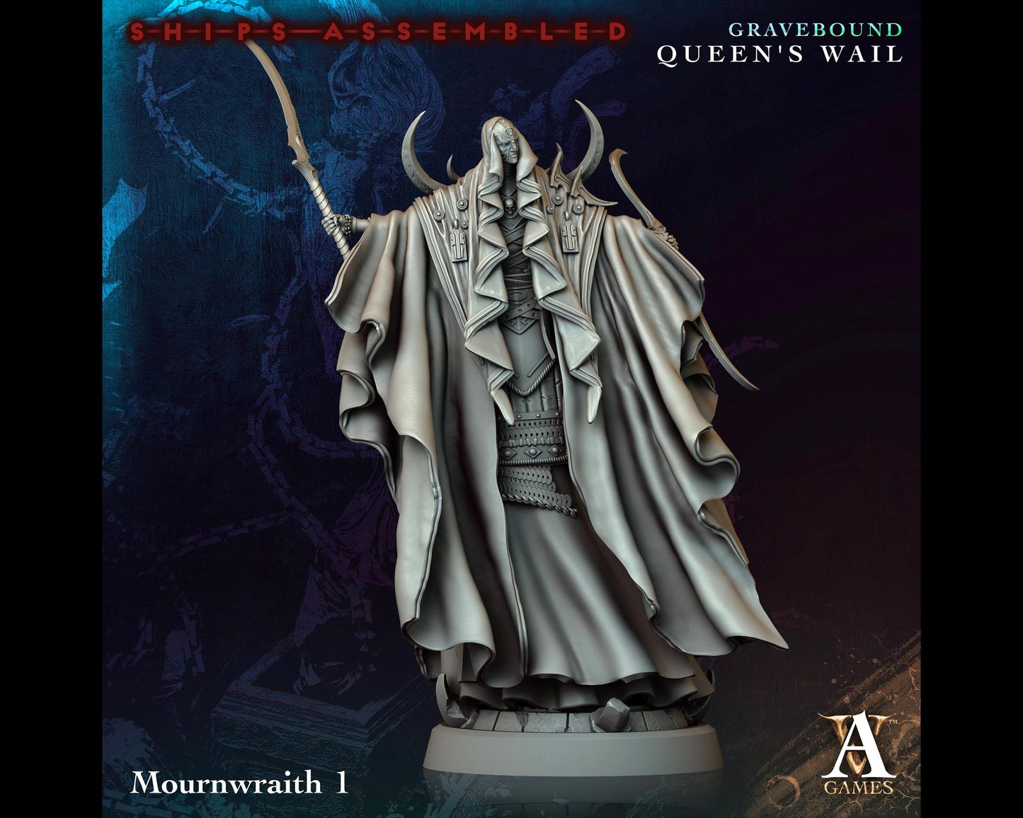 Mournwraith 1 - Gravebound: Queen's Wail - Highly Detailed Resin 8k 3D Printed Miniature