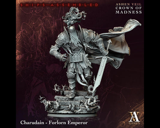 Charudain, Forlorn Emperor - Crown of Madness - Highly Detailed Resin 8k 3D Printed Miniature