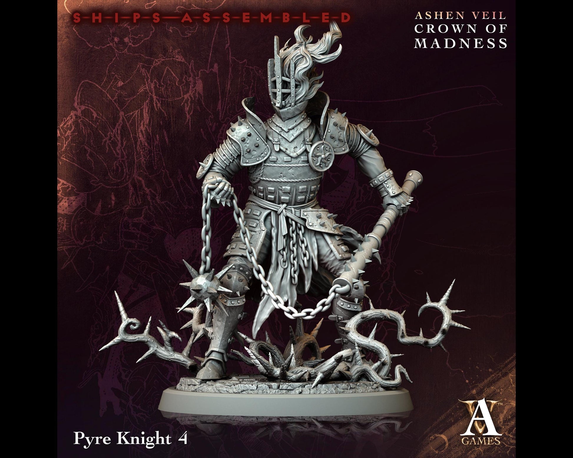 Pyre Knight 4 - Crown of Madness - Highly Detailed Resin 8k 3D Printed Miniature