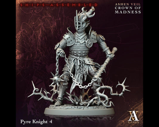 Pyre Knight 4 - Crown of Madness - Highly Detailed Resin 8k 3D Printed Miniature