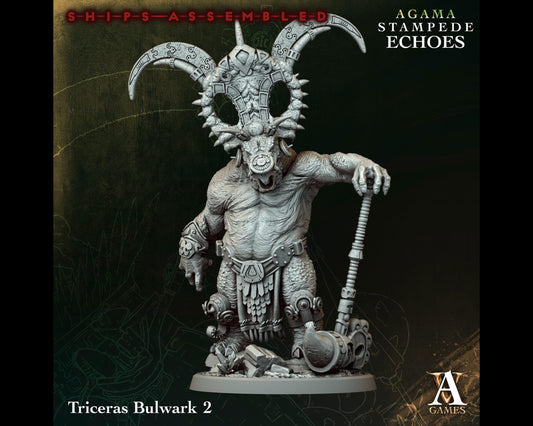 Triceras Bulwark 2 - Stampede Echoes - Highly Detailed Resin 8k 3D Printed Miniature