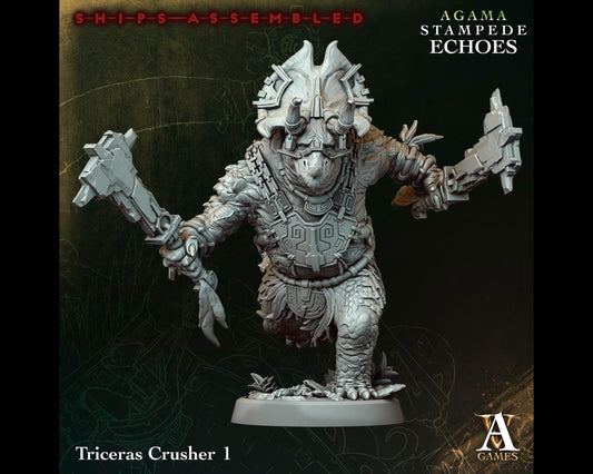 Triceras Crusher 1 - Stampede Echoes - Highly Detailed Resin 8k 3D Printed Miniature