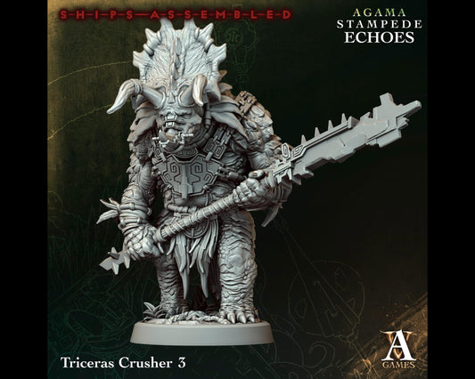 Triceras Crusher 3 - Stampede Echoes - Highly Detailed Resin 8k 3D Printed Miniature