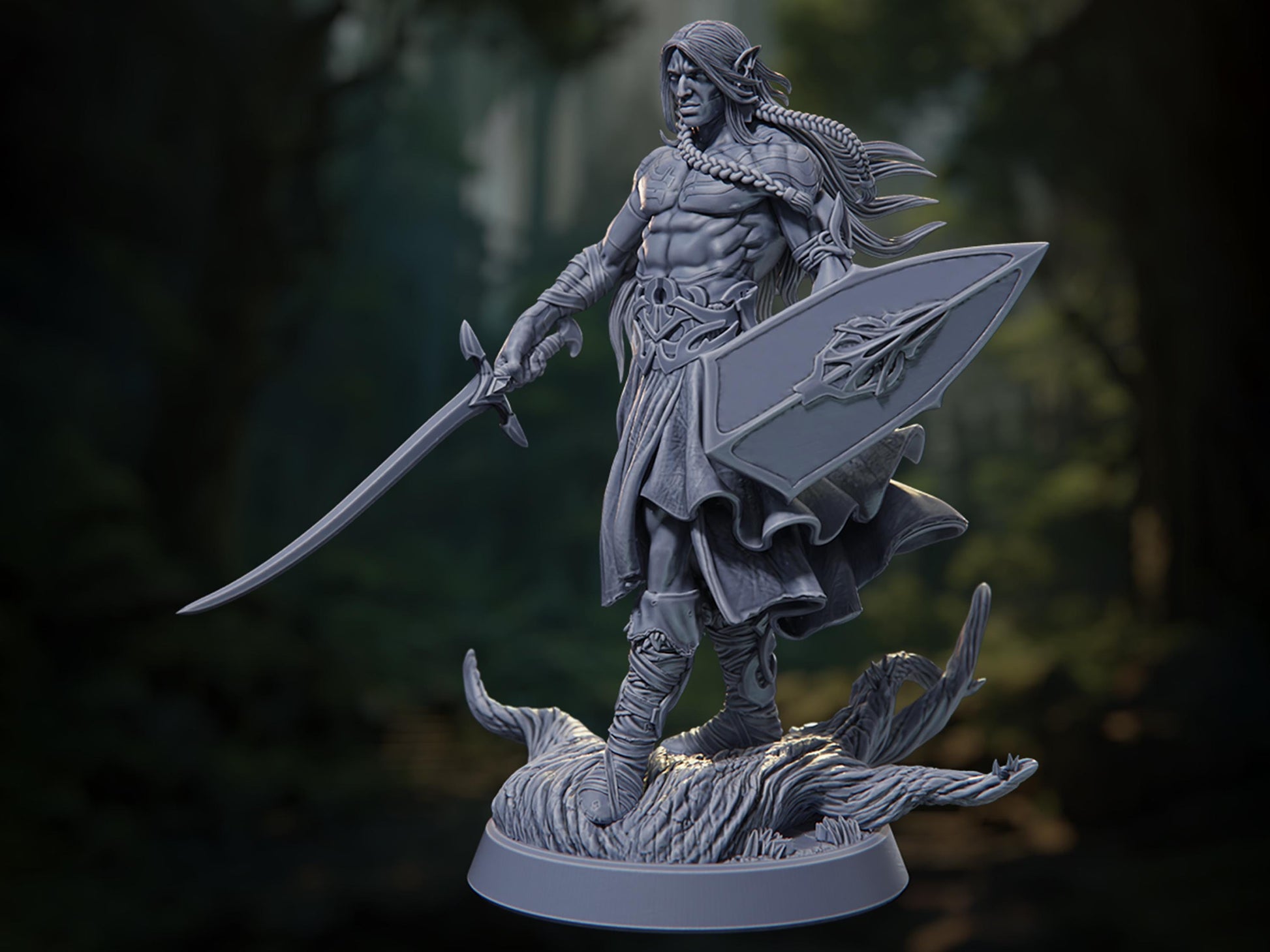 Vaharion - Elf Fighter - Fall of the Eternal Kings - Highly Detailed Resin 8k 3D Printed Miniature