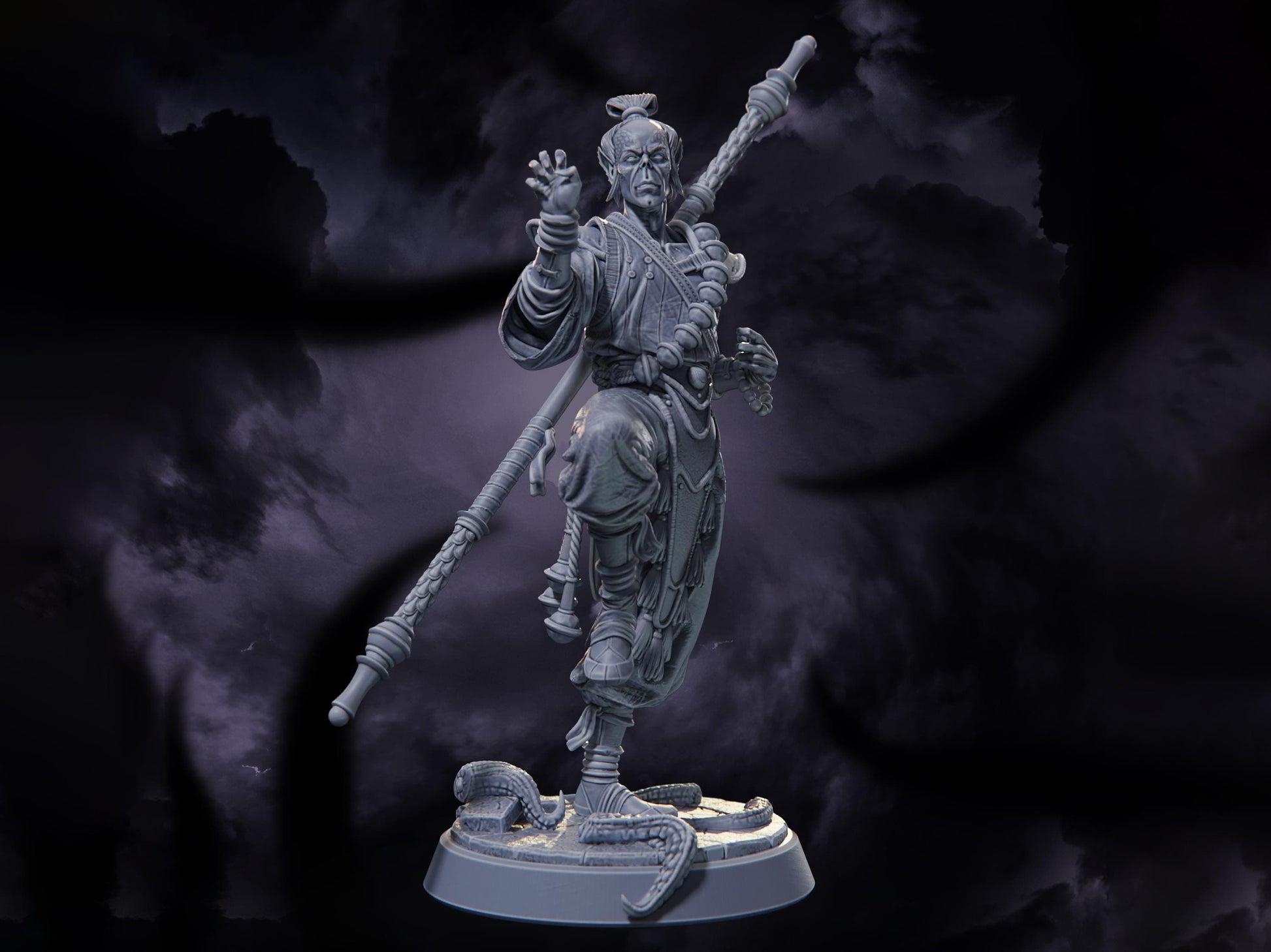 Zha'ren Voidbreaker - Gith Monk - Nightmares of the Far Realm - Highly Detailed Resin 8k 3D Printed Miniature