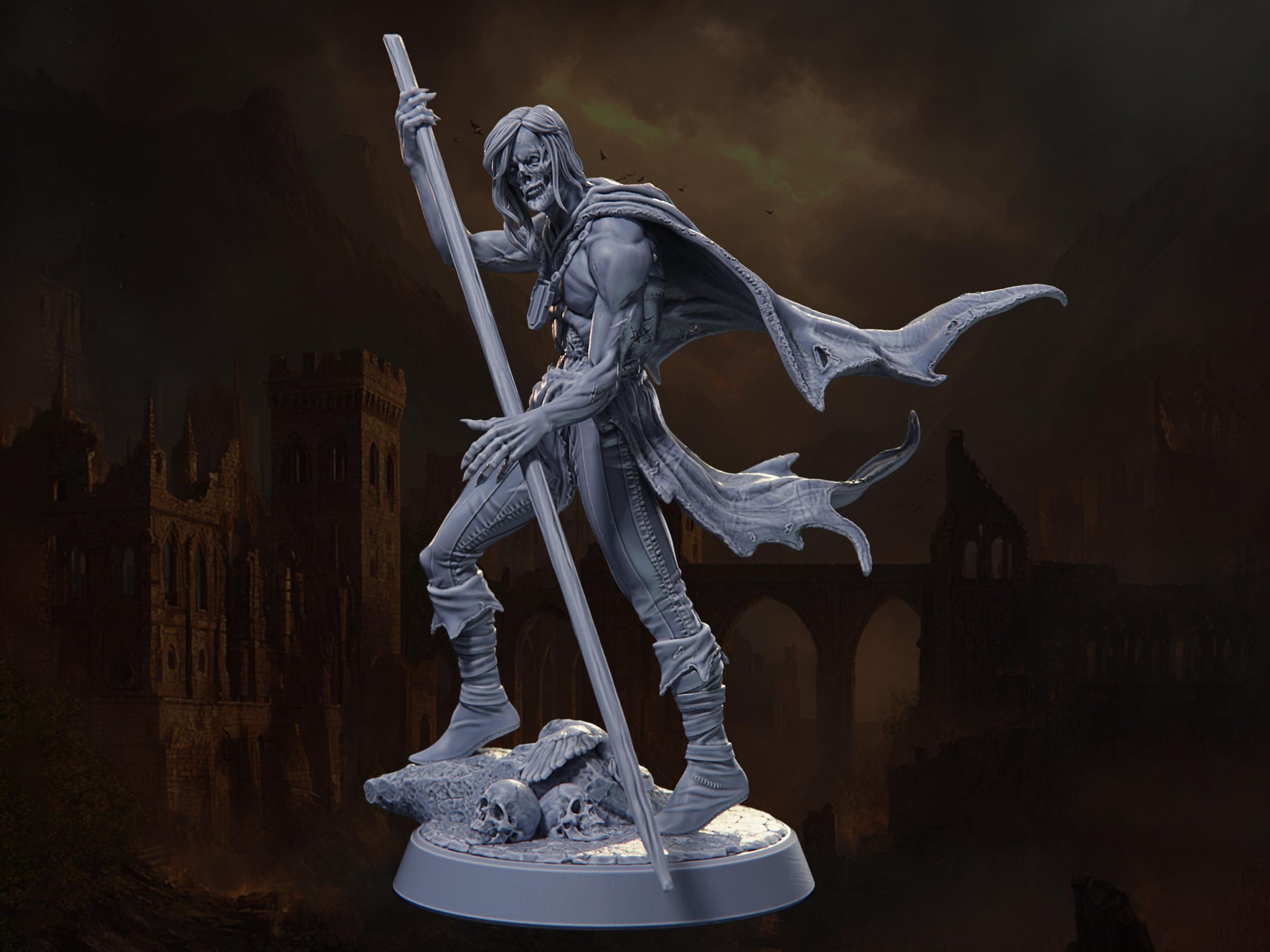 Famine, Black Horseman (Dismounted) - Riders of Ruin - Highly Detailed Resin 8k 3D Printed Miniature