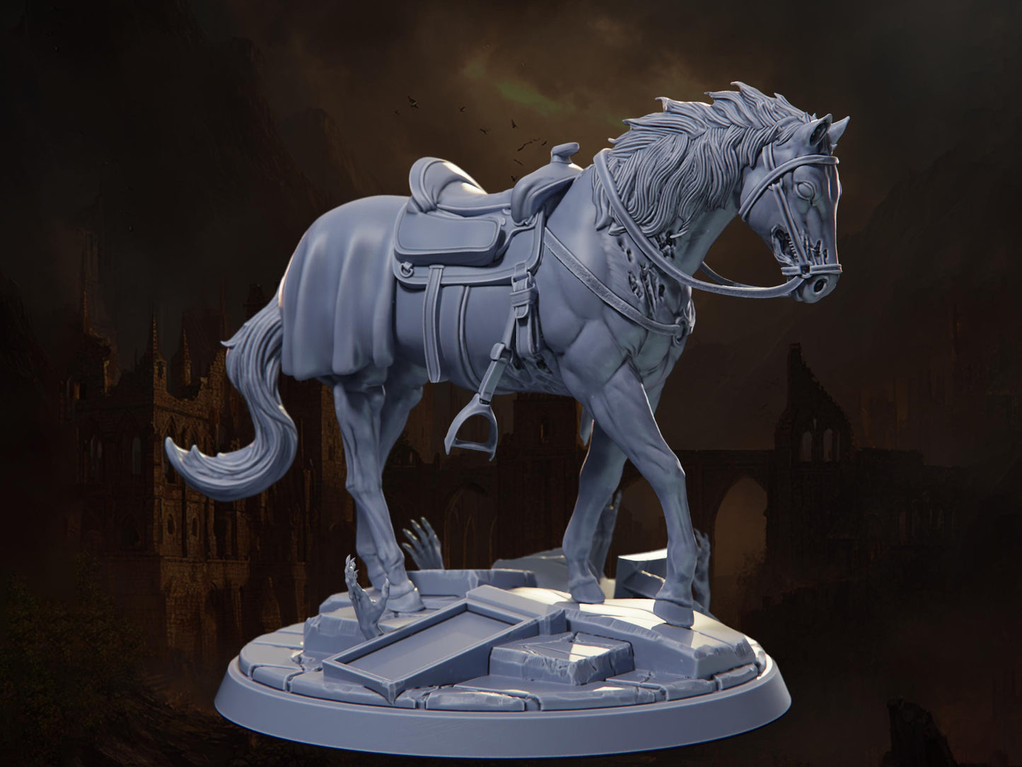 Death, Pale Horse (No Rider) - Riders of Ruin - Highly Detailed Resin 8k 3D Printed Miniature
