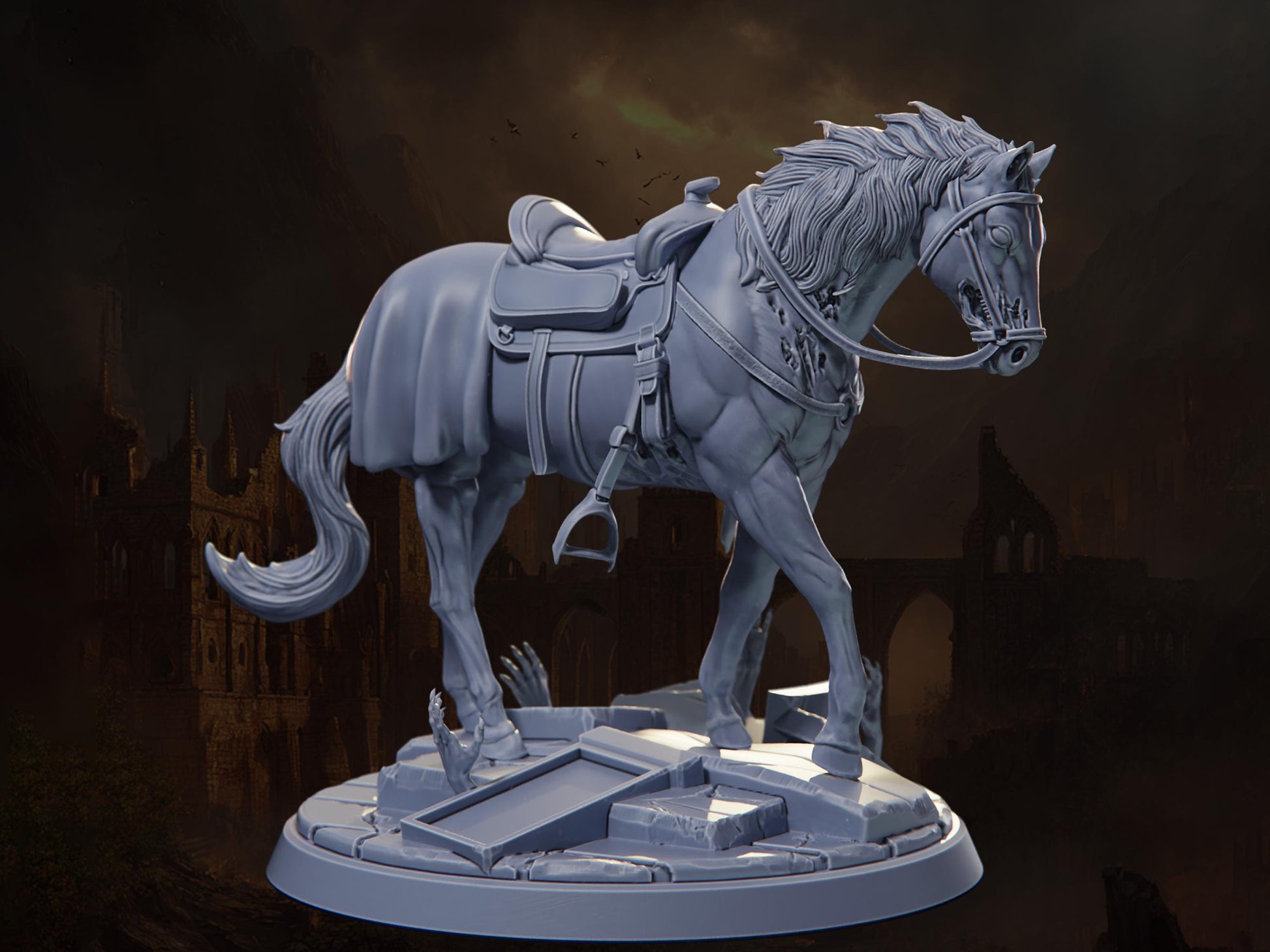 Death, Pale Horse (No Rider) - Riders of Ruin - Highly Detailed Resin 8k 3D Printed Miniature