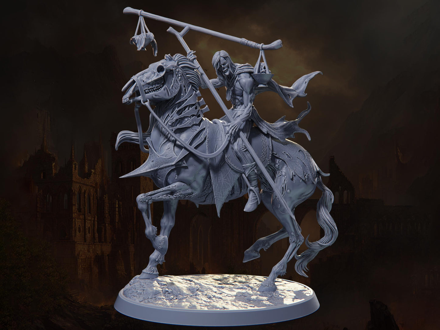 Famine, Black Horseman - Riders of Ruin - Highly Detailed Resin 8k 3D Printed Miniature
