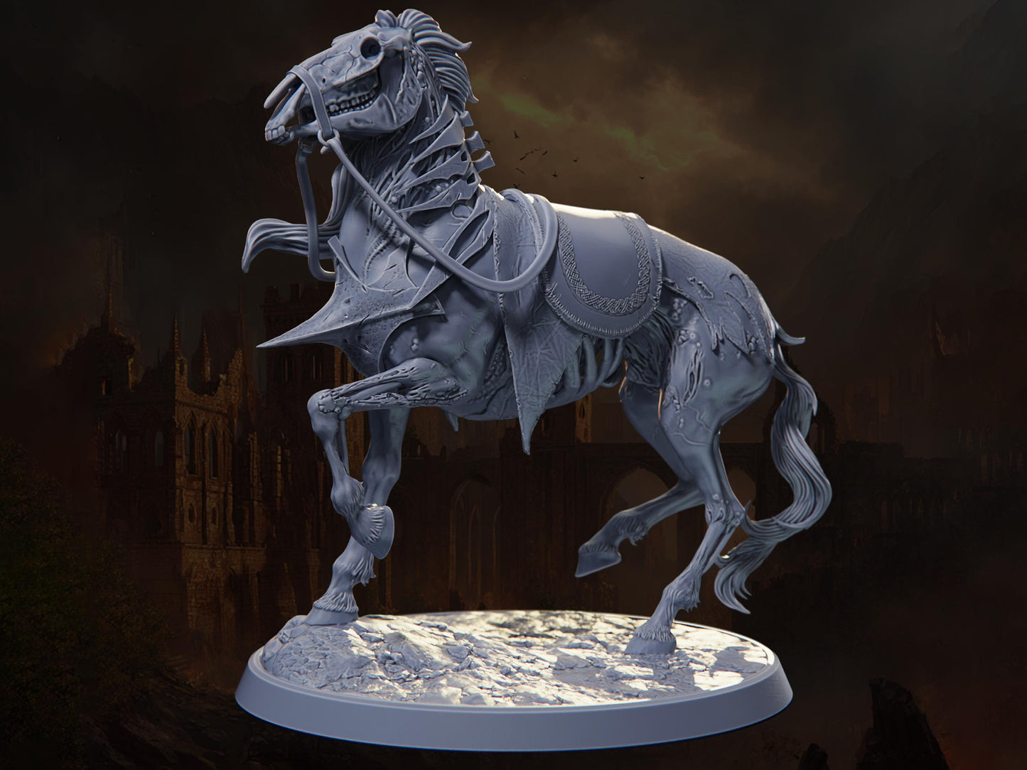 Famine, Black Horse (No Rider) - Riders of Ruin - Highly Detailed Resin 8k 3D Printed Miniature