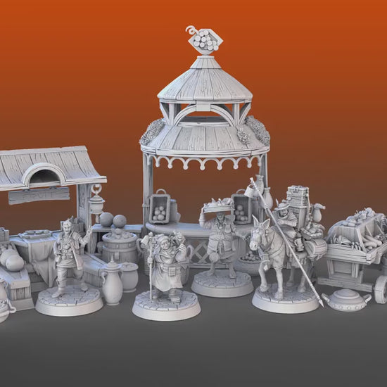 Food Vendors and Props - High Detail Resin 3D Printed Miniatures