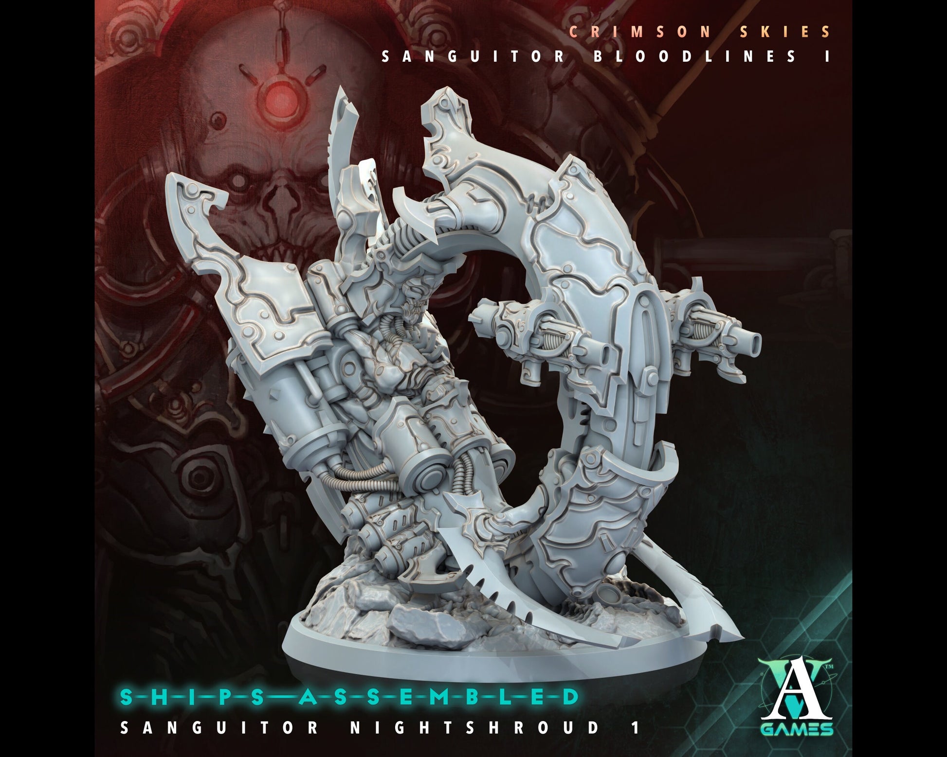 Sanguitor Nightshroud 3 - Crimson Skies - Highly Detailed Resin 8k 3D Printed Miniature