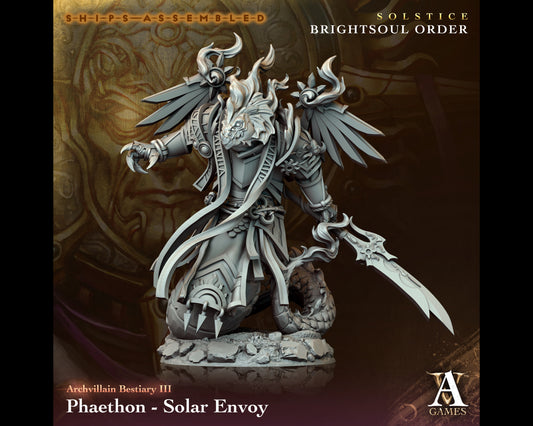 Phaethon, Solar Envoy - Brightsoul Order - Highly Detailed Resin 8k 3D Printed Miniature